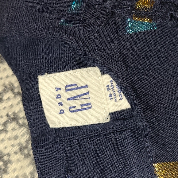 Gap Navy Dress with Shimmer Rectangle Embroidery with Ruffle Neck Size 18-24M - Picture 5 of 5